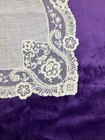 Antique Needle Bobbin Pale Pink Lace Wedding Handkerchief Victorian Edwardian