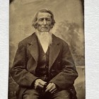 Antique Tintype Photograph Charming Mature Man Great White Long Chin Beard