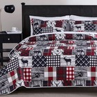 Cabin Quilt Set Queen Christmas Rustic Quilt Coverlet Bed Set 3-piece