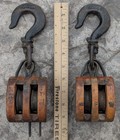 Anvil Brand Block And Tackle Double Pulley Pair W Swivel Hooks Vintage