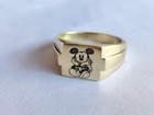 Vintage Gold Plated Mickey Mouse Ring Etched Cartoon Character Jewelry