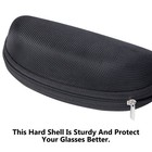 2pc Sunglasses Hard Case Eye Glasses Clam Shell Zipper With Hook Belt Clip Large