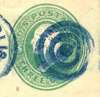 Blue Target Cancel Untyped 3 Cent Washington Postal Stationary 1870 s Us 6a14