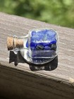 S Blue Glass Jar With Cobalt Chips Genuine Surf Tumbled Sea Beach Glass  m17 
