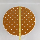 Vintage 70s Mcm Square Dot 12  Round Cardboard Hat Box Rope Handle Brown  c623