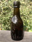 Antique Amber Brown Glass Bottle Blob Top C Barraclough Harrogate Beer Soda 7 5 