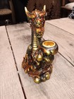 Golden Dragon Incense Cone Burner  Resin Figurine