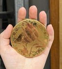Vintage Gold Tone Floral And Crane American Beauty Powder   Mirror Compact V511