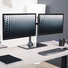 Vivo Dual Monitor Mount W  Glass Base Stand For 2 Computer Screens Up To 32 