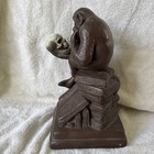 Vintage Monkey   Skull Sculpture 1967 Austin Prods Thinker Darwin Philosophy