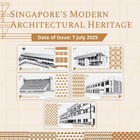 Singapore 2025 Modern Architectural Heritage 5 X Full Sheet Of 10 Stamps Each