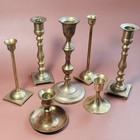 Vintage Brass Candlesticks Candle Holders Mixed Lot Decor Lot Of 7