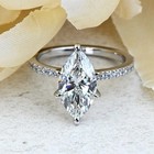 2 Ct Marquise Cut Real Moissanite Solitaire Engagement Ring Solid 14k White Gold
