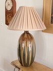 Mid Century Large Ceramic Pottery Yellow  Green Drip Glaze Lamp Working 
