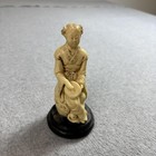 Antique Chinese Chop Hand Carved Soapstone Figurine Woman Japanese Geisha Signed