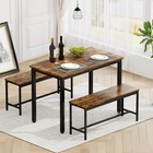 Modern Dining Table Set For 4 - Space-saving Kitchen Table With 2 Benches  Adjus