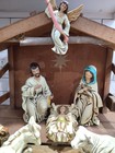 Dickson 1950   s Japan  Christmas Nativity 11 Figures   Stable Paper Mache  Read