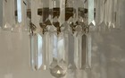 Vintage French Empire Brass crystal Basket Chandelier 9    X 26    Mid Century Light