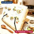 Recipe Book Holder  Bamboo Book Stand With 6 Adjustable Angles  Foldable Lockabl