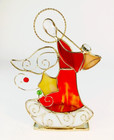 Holiday Living Stained Glass Angel Candle Holder Tea Light Votive Orange Yellow 