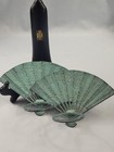 Vintage Candle Wall Sconces Pair Cast Iron Fan Shape Asian Dragon Theme       63