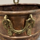 Copper Pot Antique  Hand Hammered And Crimped Brass Handles  3   h X 5     turkey 
