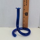 Vintage Cobalt Blue Art Glass Spiral Bud Vase Modern Abstract Sculptural Decor