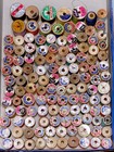 Colorful Lot 125 Vintage Wooden Spools Of Sewing Thread Vtg   All Wooden