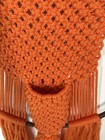 Large Vintage 1970s Orange Macrame Boho Wall Planter Hippie Decor