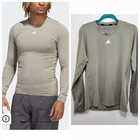 Adidas Techfit Training Long Sleeve Tee Silver Pebble Long Sleeve Athletic Sz L