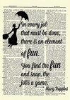 Mary Poppins Dictionary Art Picture Poster Julie Andrews Umbrella Fun Quote