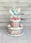 2 Tier Elephant Diaper Cake Baby Shower Girl
