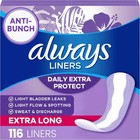 Always Daily Extra Protect Panty Liners  Extra Long Length  Unscented  116 Count