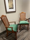Set Of 2  French Regency Louis Xvi Carved Walnut Cane Back Arm Chairs  Dining 