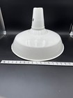 Vintage 16  Porcelain Enamel Barn Light Shade White Industrial Pendant