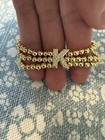 Gold Beaded Bracelet With White Crystal Round  k  Charm  Metal Ball bead Chain