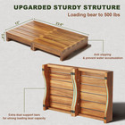 Wooden Platform Step Stool  Acacia Wood Steps For Outdoor Use