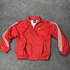 Adidas Tracksuit Mens M Red 3 Stripe Nylon Track Jacket Pants Set Warmup Vintage