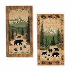 Bath Hand Towels Set Of 2 Absorbent Cabin Forest Rustic 28 l X 14 w Bear