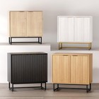 Fluted Light Oak Storage Cabinet Set Of 2 Sideboard Buffet Credenza