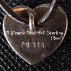 925 Sterling Silver  Signed Pb peyote Bird native American Heart Shaped Necklace
