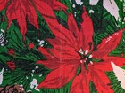 Vintage Christmas Cloth Napkins Poinsettia Pinecone Fabric Set Of 12