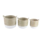 Seagrass Handmade Two Toned Storage Basket With Handles  set Of 3 