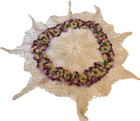 Vtg Handmade Crocheted Doily Raised Purple Yellow Flowers 23  With Long Dangles