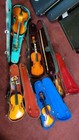 Lot Of 5 Full Size Violins 4 4  for Parts Or Repairs Only  Luthier Project 