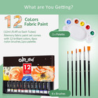 Fabric Paint Set For Clothes 12 Colors - Permanent Textile Paint Kit For Shoe   