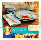 Pioneer Woman Sweet Rose 12 Pcs Dinnerware Set Stoneware Blue Floral Multicolor