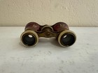 Antique Likely French Opera Glasses Binoculars W  Red Enamel   Floral Decoration