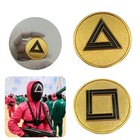 Squid Game Coin Offensive Defensive Metal Prop Coin Triangle Square Two Sides 