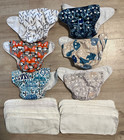 Alva Baby Reusable Pocket Adjustable Covers Lot Of 6 Plus 12 Thick Inserts